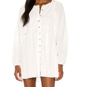 Revolve Majorelle Kimmie Mini Dress In Natural, Blouson Sleeves, Size Small